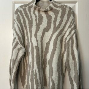 Cozy Zebra Print Sweater - Cream and Brown